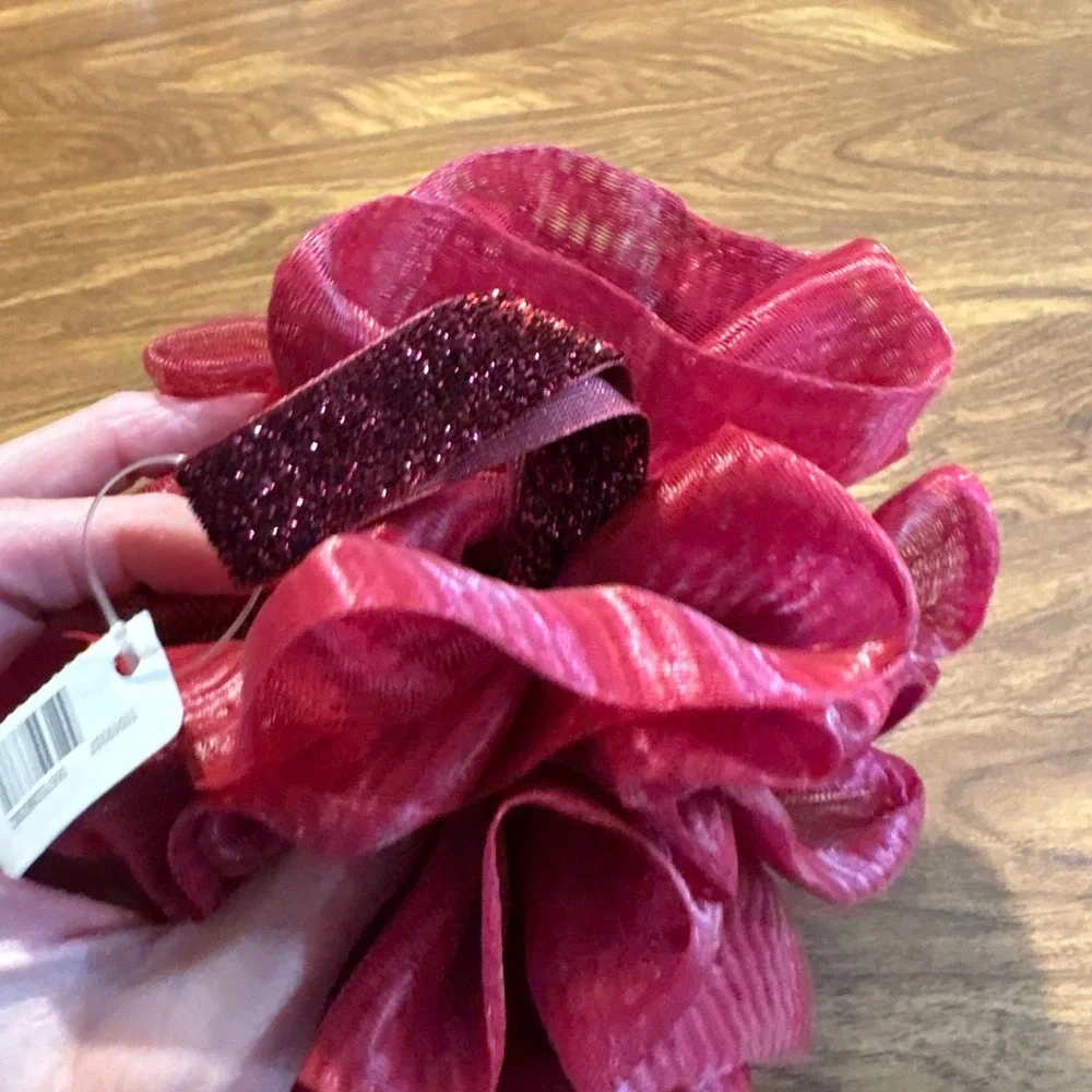 Vintage‎ Bath Body Works Large Red Mesh Bath Shower Pouf Loofah Glitter Accent